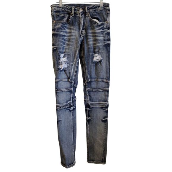 Rue21 medium wash trash rock star skinny jeans - Picture 1 of 8